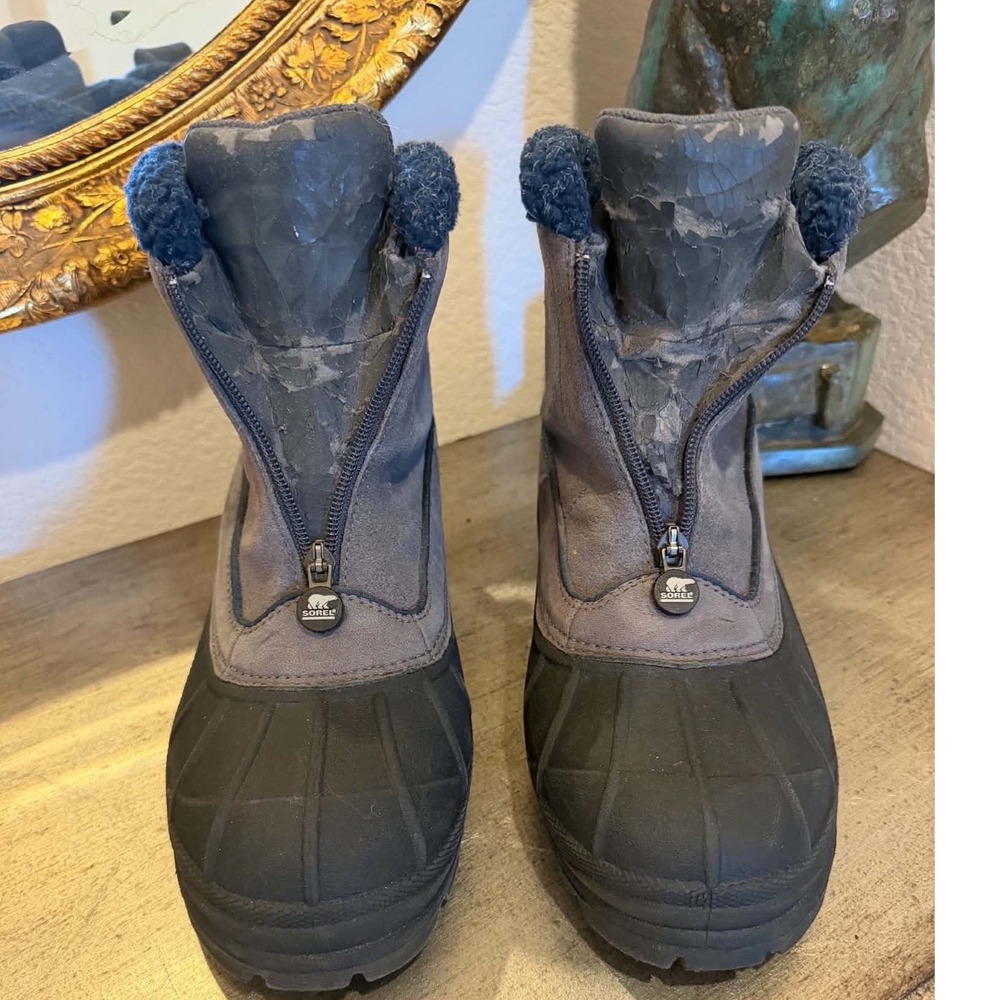 Sorel Crestwynd Grey Black Thinsulate Winter Snow Boots NL1121-055 Womens 9.5